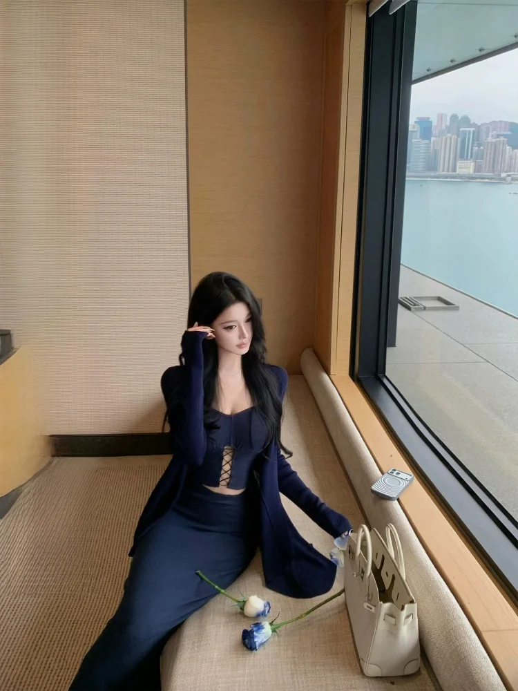 

Элегантный вязаный женский кардиган с длинными рукавами и подолом «рыбий хвост» JAYKY YANG: универсальный, стройнящий, стильный, повседневный