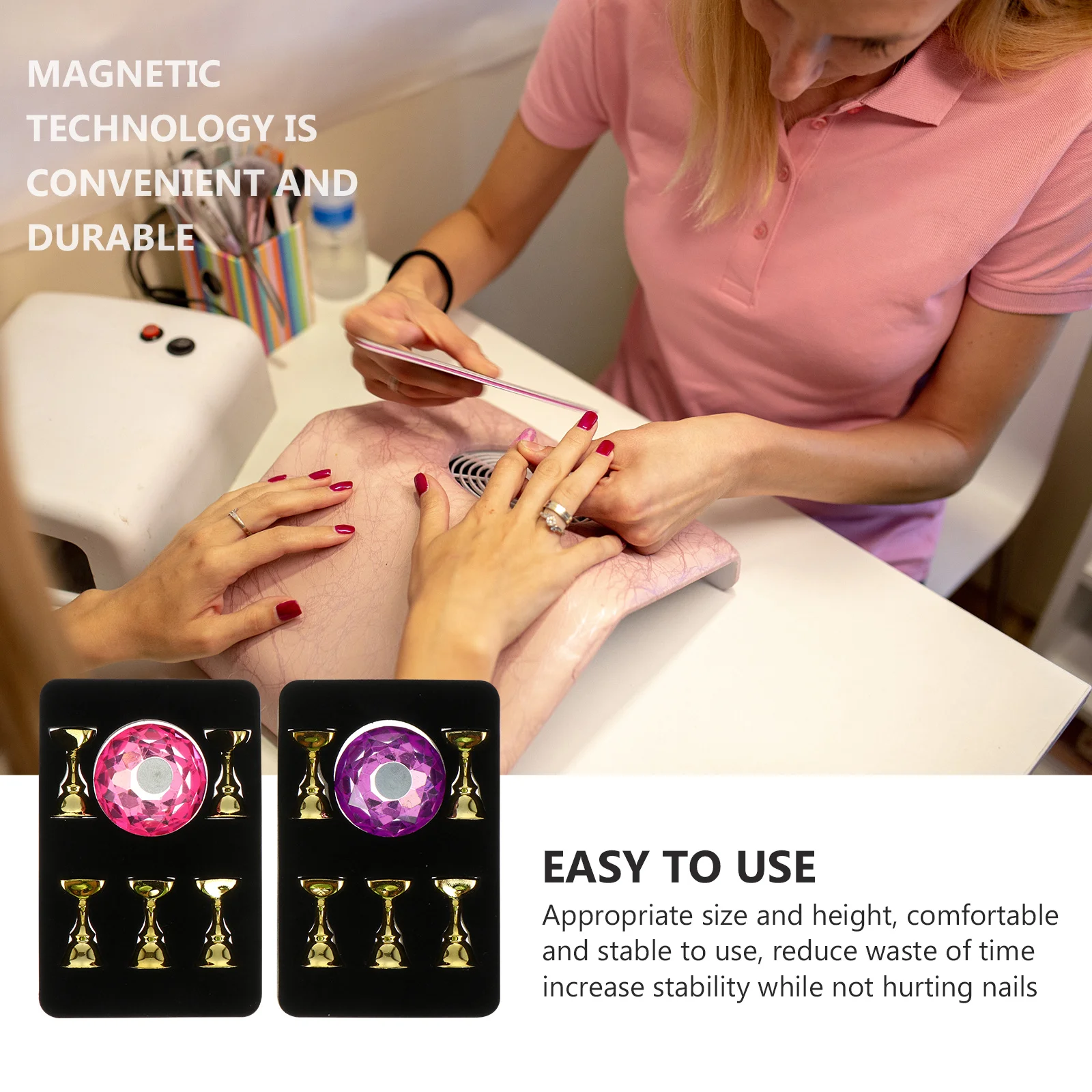 

2Sets Crystal Nail Art Stand Holders Practice Base Nail Display Rack Tool Manicure Practice Bracket