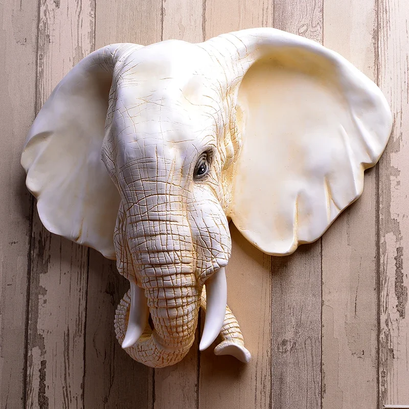 MGT-Three-Dimensional Elephant Head Animal Wall Hanging Decoration, Modern Creative Home, Background Ornaments, European