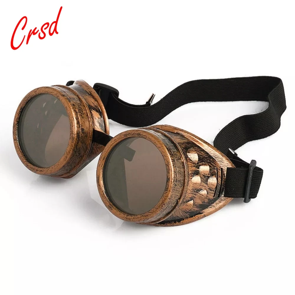 

2022 Steampunk Goggles Vintage Gothic Style Punk Glasses Brand Designer Outdoor Adjustable Belt Round Frame Sun Glasses UV400