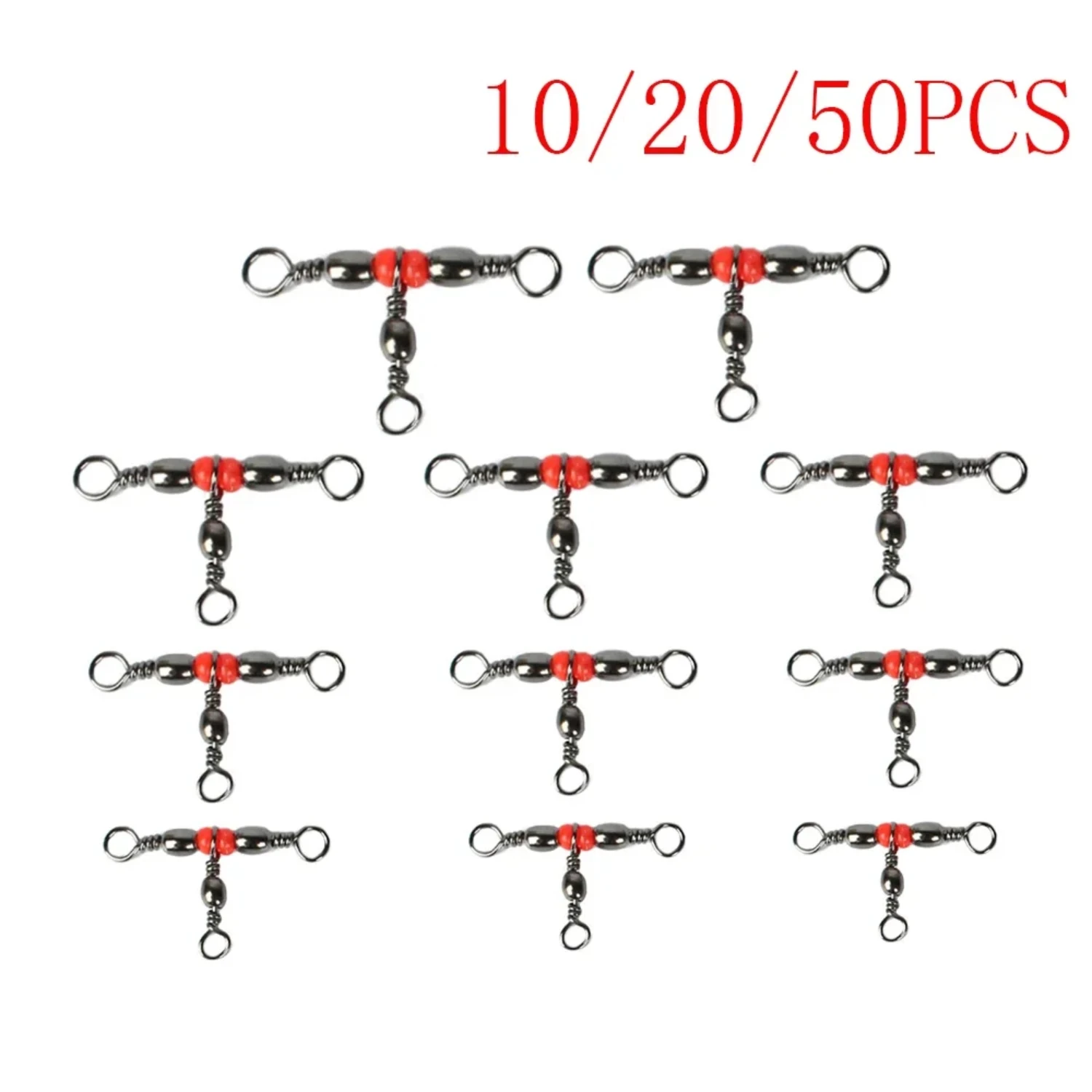 

20/50Pcs/lot Solid Ring Fishing Tackle Accessory equipment Fishing Rolling Triple Swivels Bearing Connector Fish