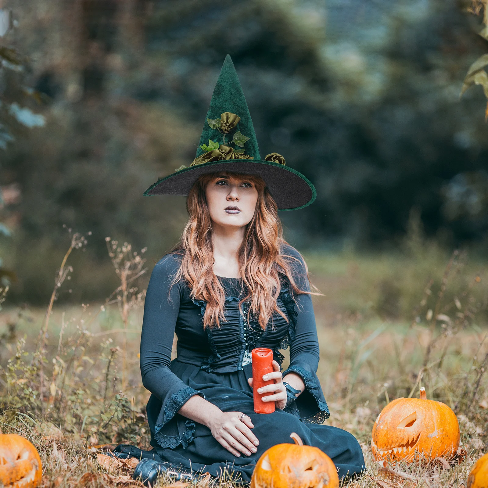 Decorative Witch Hat Elegant Size Suitable for Kids Adults Halloween Party Cosplay Flower Design Lightweight Comfortable Witch