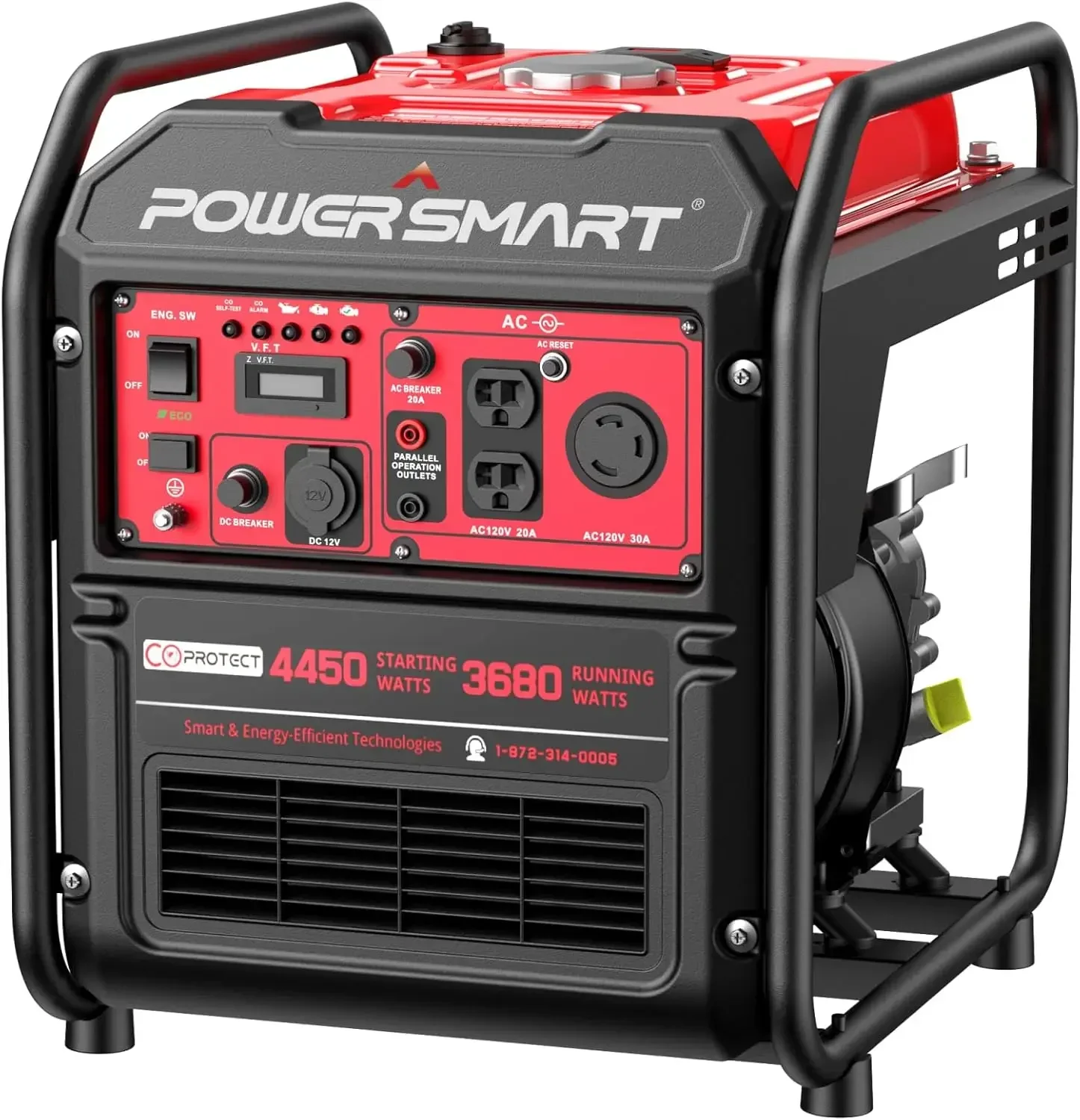 Portable Inverter Generator 4450W Gas Powered CO-Sensor EPA Compliant Lightweight & Quiet for Home Use and Emergency Backup