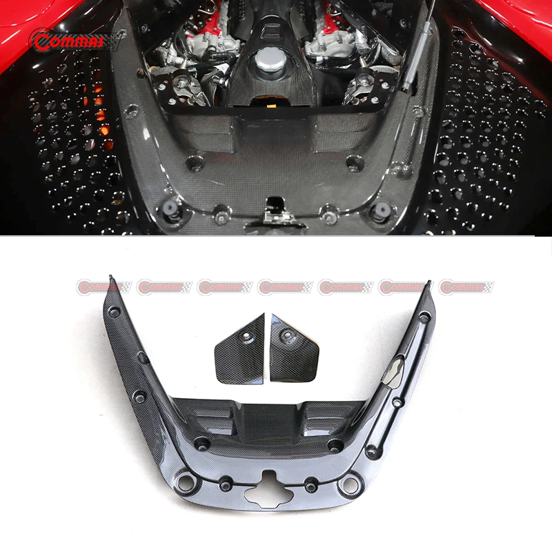3Pcs/set Car Engine Compartment Partition Tail Cover Lock  Panel Trim Interior For Ferrair SF90 Dry Carbon Fiber Accessories