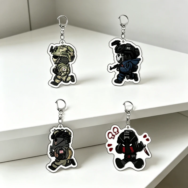 Cool Military Game Ghost Chibis Keychains for Accessories Cod Soldier Soap Simon Riley Keyring Jewelry Fans Gamer Gaming Gifts