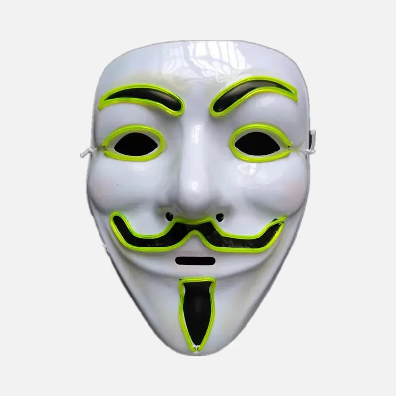 Halloween Face Mask Led Hacker Masks V Vendetta Mask Adults Luminous Led Light Up PVC Headgear Anime Anonymous Helmet Party Prop