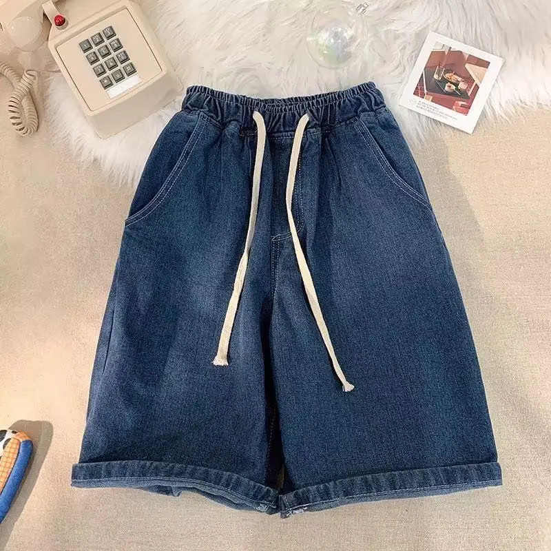 نصف فضفاض مستقيم رجل الدنيم السراويل الصيف مصمم شعبية Xxxl السراويل Harajuku الكورية موضة Y2k جينس قصير السراويل للرجال #4