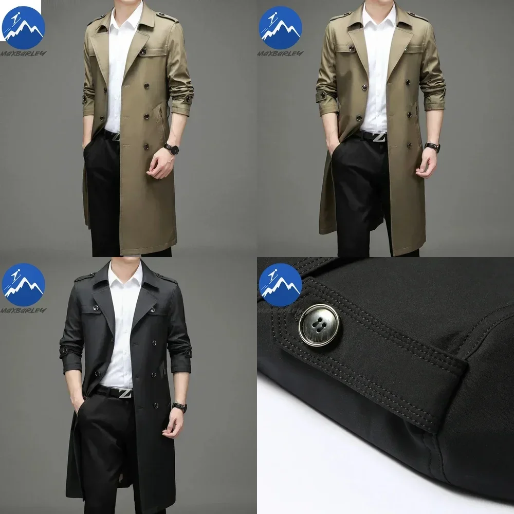 

Men Trench Coat Autumn Business British Style Windbreaker Jacket Trend Versatile Suit Collar Streetwear