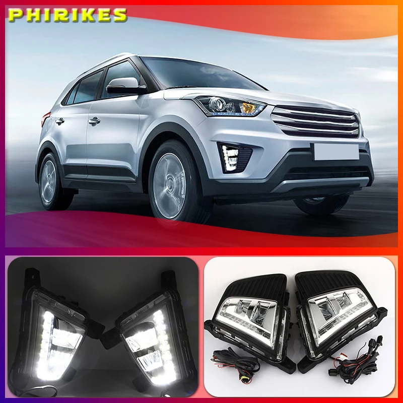 

1 set Car LED Driving DRL Daytime Running Lights Daylight 12V ABS Fog Lamp Cover For Hyundai IX25 Creta 2014 2015 2016