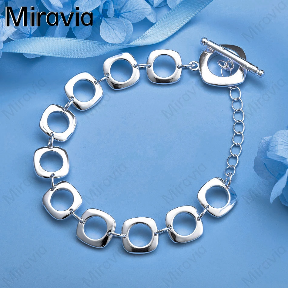

Miravia 925 Sterling Silver Square Hollow Ring Ot Buckle Bracelet Woman Charm Cute Holiday Gift Jewelry