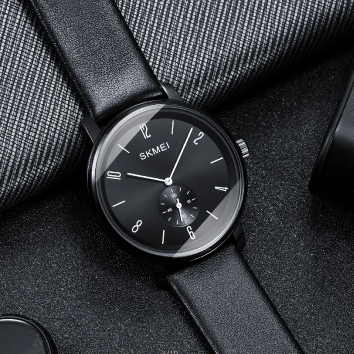 SKMEI Fashion Quartz Wrist Watch Men Big Dial Male Business Sport Watches Leather Strap 30M Waterproof Relogio Masculino Clock