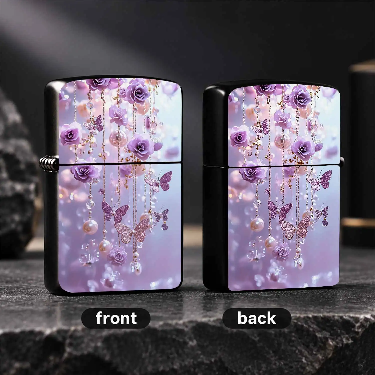 Dreamy Lavender Rosehanging Decor Style Lighter, Romantic Exquisite Portable Igniter With Sparkling Glitter Ornament, Versatile For Daily Use Dating Gatherings, Thoughtful Elegant Gift For Loved Ones, Delicate Aesthetic A Humorous And Inter