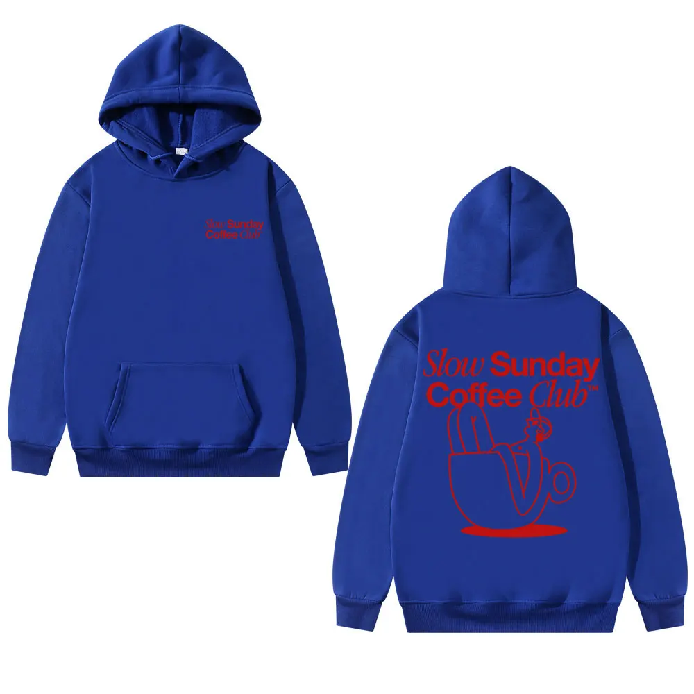 Slow Sunday Coffee Club Funny Meme Hoodie Men Women Clothing Casual Vintage Sweatshirt Male Fleece Oversized Pullover Streetwear