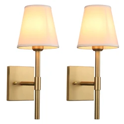 Permo 2 Sets of Vintage Modern Fabric Shade Wall Lamps, Beside Wall Light Sconces for Living Room, Bedroom, Hallway,Restaurant