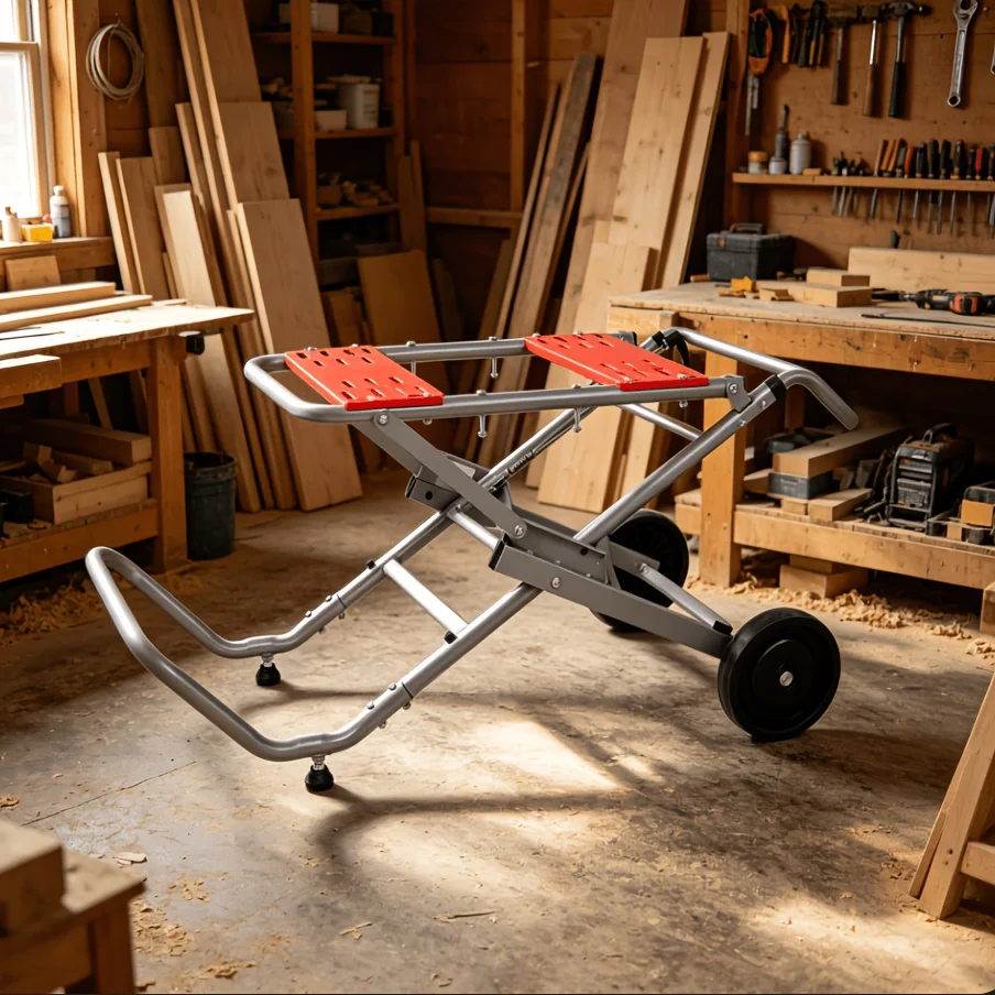 

Foldable Rolling Table Saw Stand, Heavy Duty Portable Universal Base with 8 Inch Wheels, Height Adjustable, 330Lbs Load Capacity, Ideal for Woodworking Garage Workshop