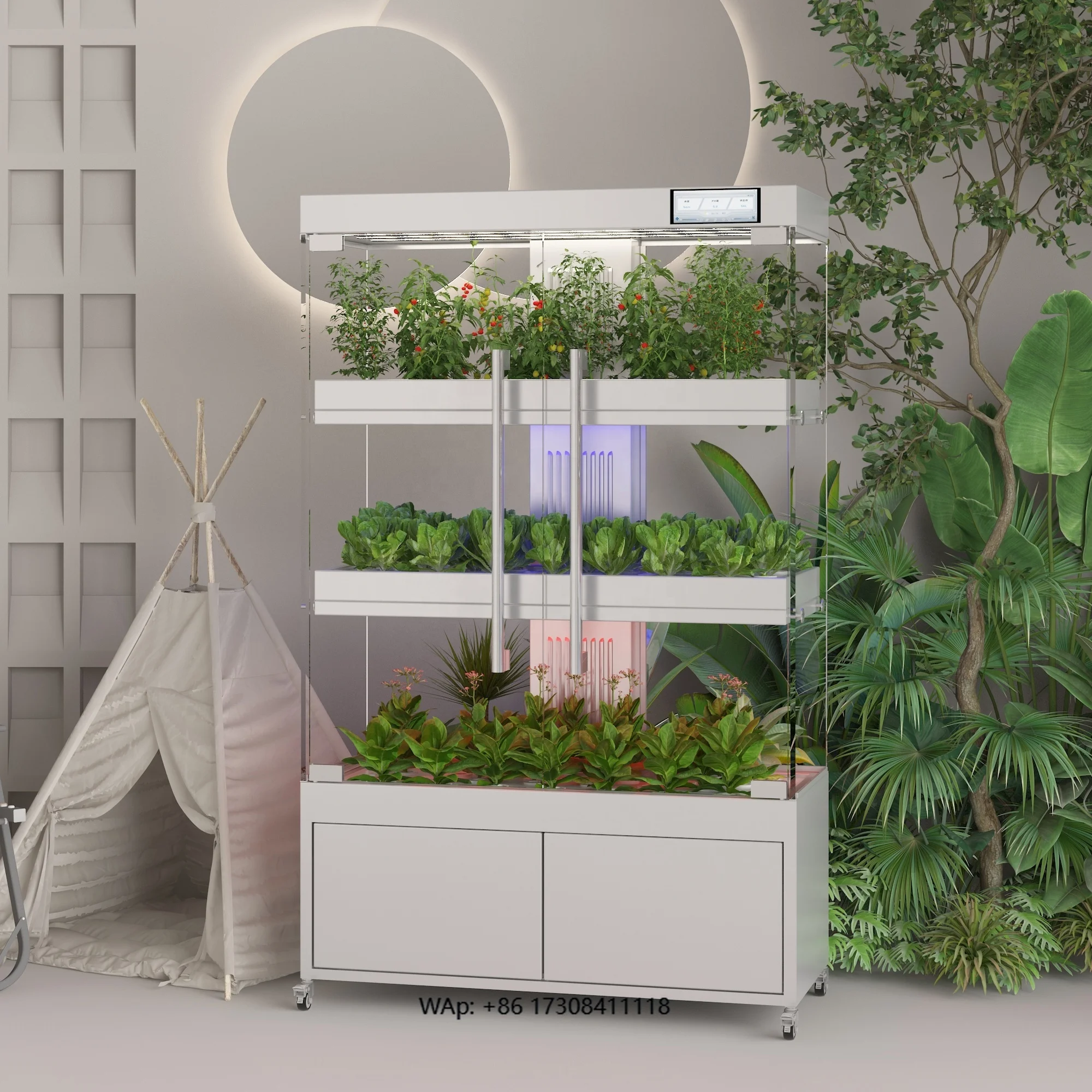 Indoor Hydroponic Greenhouse System Intelligent Led Plant Quick Grow Cabinet