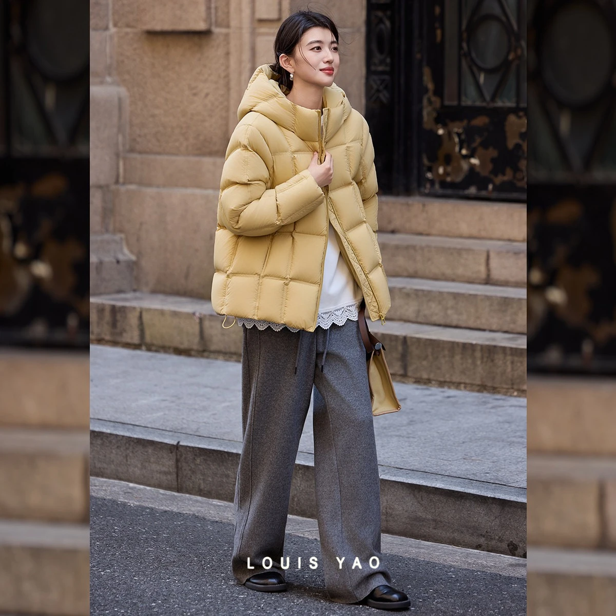 LOUIS YAO, новое утолщенное женское пальто с капюшоном