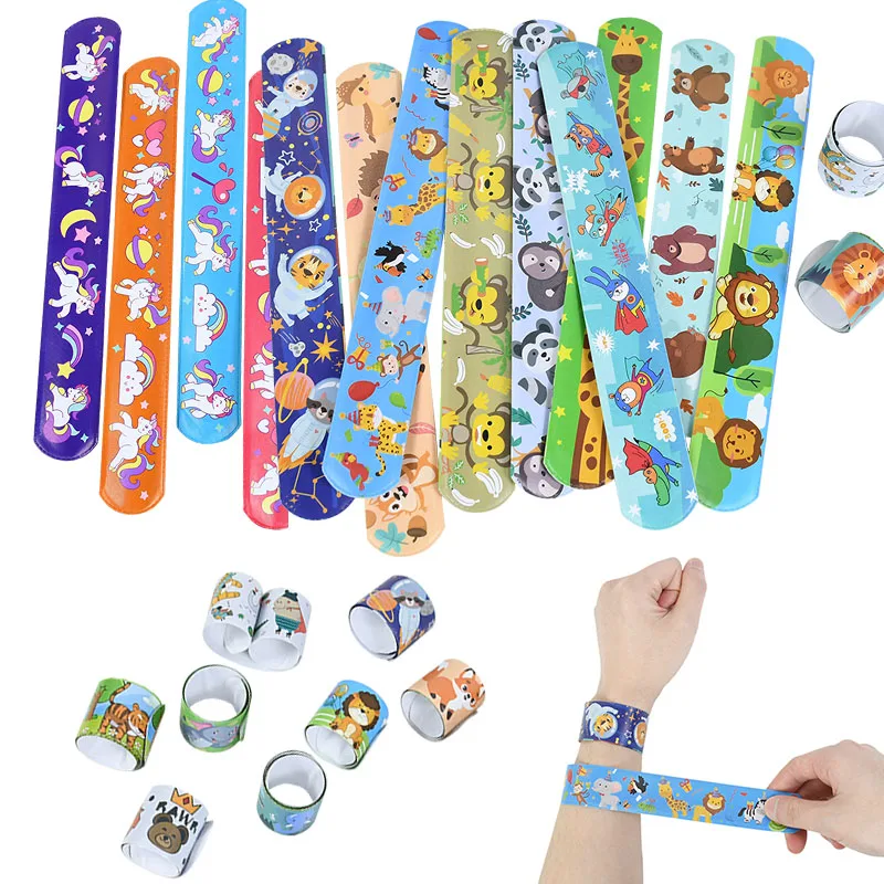 10Pcs Unicorn Slap Snap Wrap Wristband Band Bracelet Hand Ring Kids Boy Vogue Silicone Wristband Kids Toys Birthday Party Favors