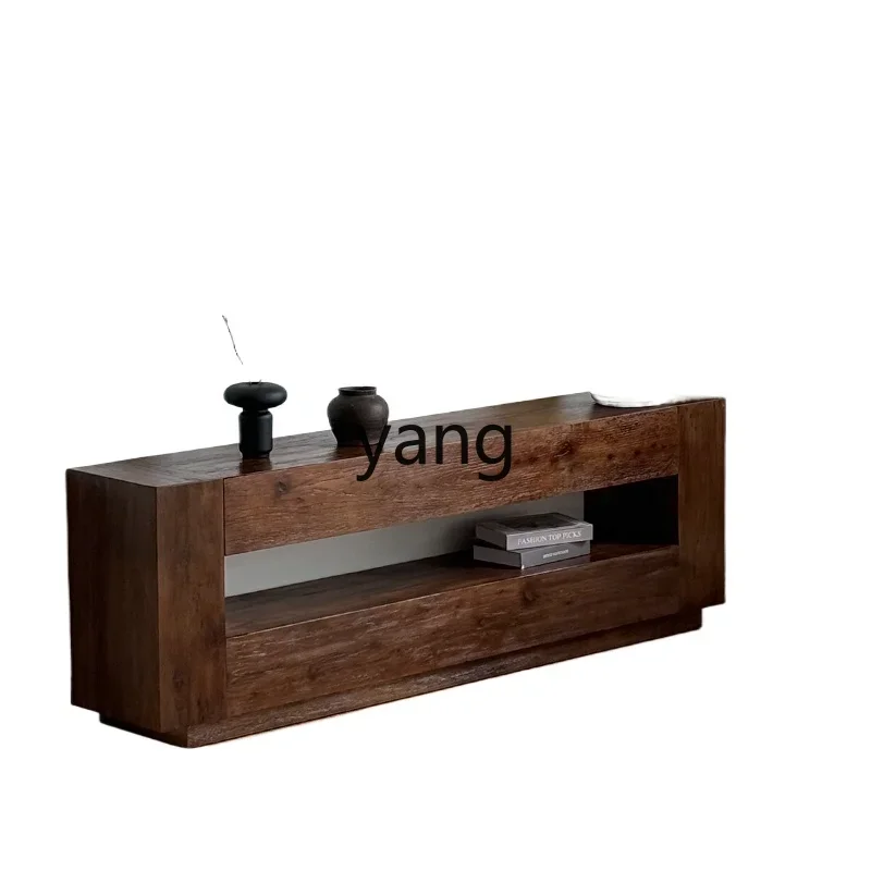 Lmm TV cabinet, entrance desk, retro homestay decoration cabinet, storage against the wall, solid wood side cabinet