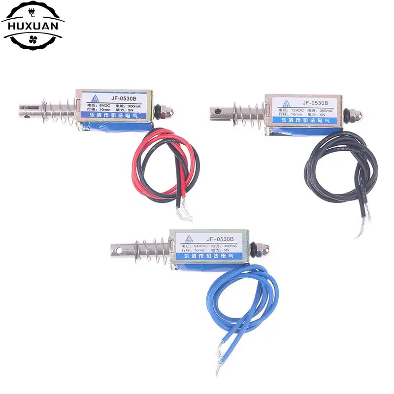 JF-0530B DC 6V 12V 24V Push&Pull Type JF-0530 Open Frame Electromagnet Keepping Force 5N Travel 10mm Linear Solenoid