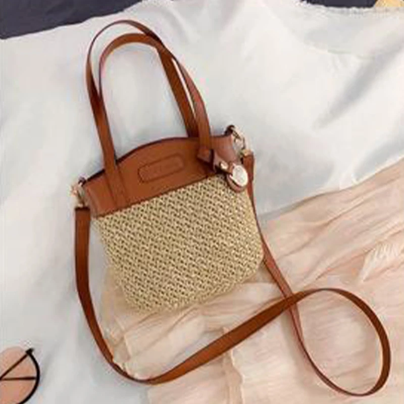 Ladies Fashion Summer Straw Crossbody Bag Women Beach Holiday Shopping Woven Shoulder Handbag Messenger Purses For Women Bags