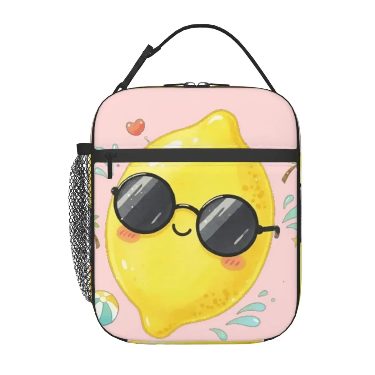 Lemon Splash Pattern Insulated Lunch Bag for Kids School Cooler Thermal Food Box Tote Leakproof Lunch Boxes Container
