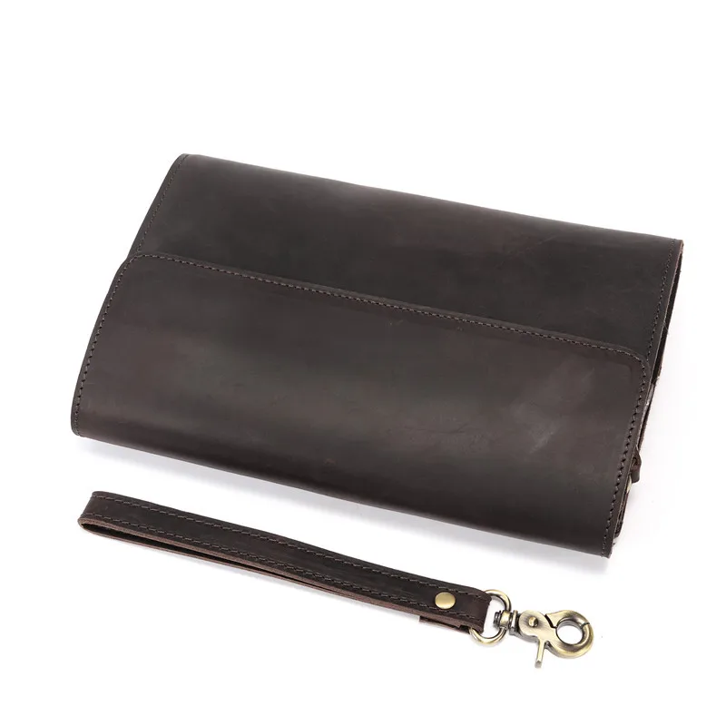 4062 Men's Genuine Leather and Cowhide Clutch Bag, Armpit Clip Bag, Wrist Strap Bag, Phone Card Bag
