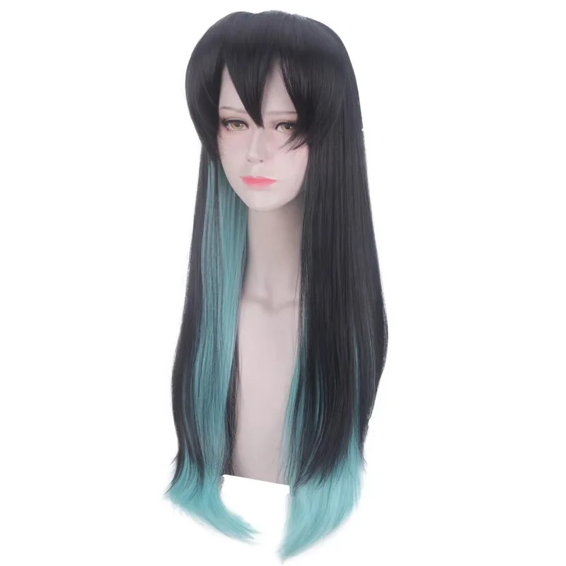 

Anime cosplay wig when the blade of ghost goes out, black gradient cos wig.