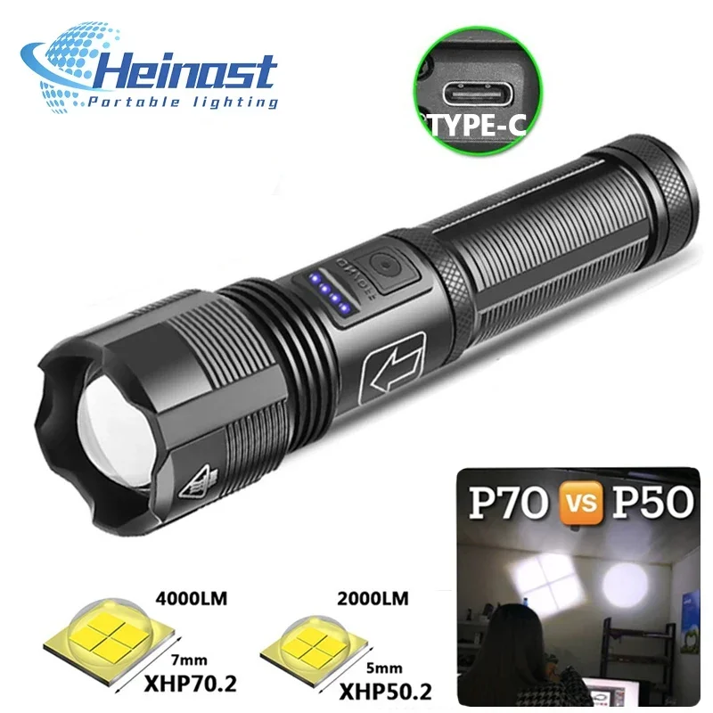 4-rdzeniowa latarka Led stop aluminium XHP70.2 XHP50.2 taktyczna latarka myśliwska Usb akumulatorowa latarnia z możliwością powiększania 18650