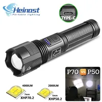 4 Core Led Flashlight Aluminum Alloy XHP70.2 XHP50.2 Tactical Hunting Torch Usb Rechargeable Zoomable Lantern 18650 Battery