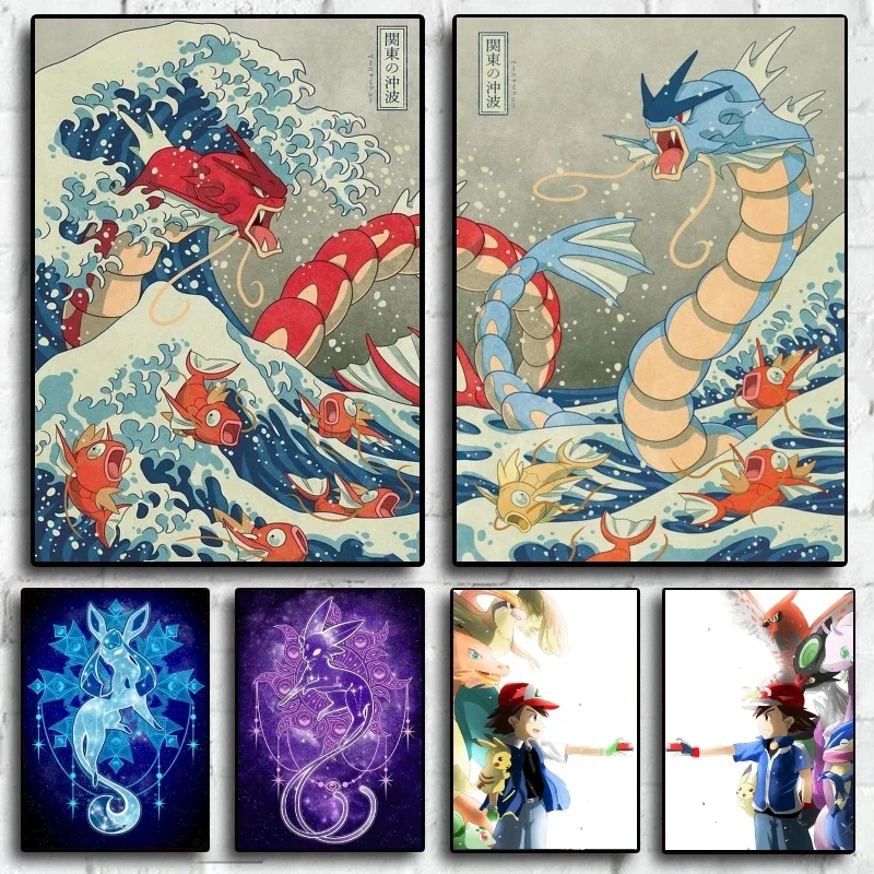 

Canvas Artwork Painting Pokemon Gyarados Picture Print Wall Modern Living Room Friends Gifts Aesthetic Poster Prints And Prints