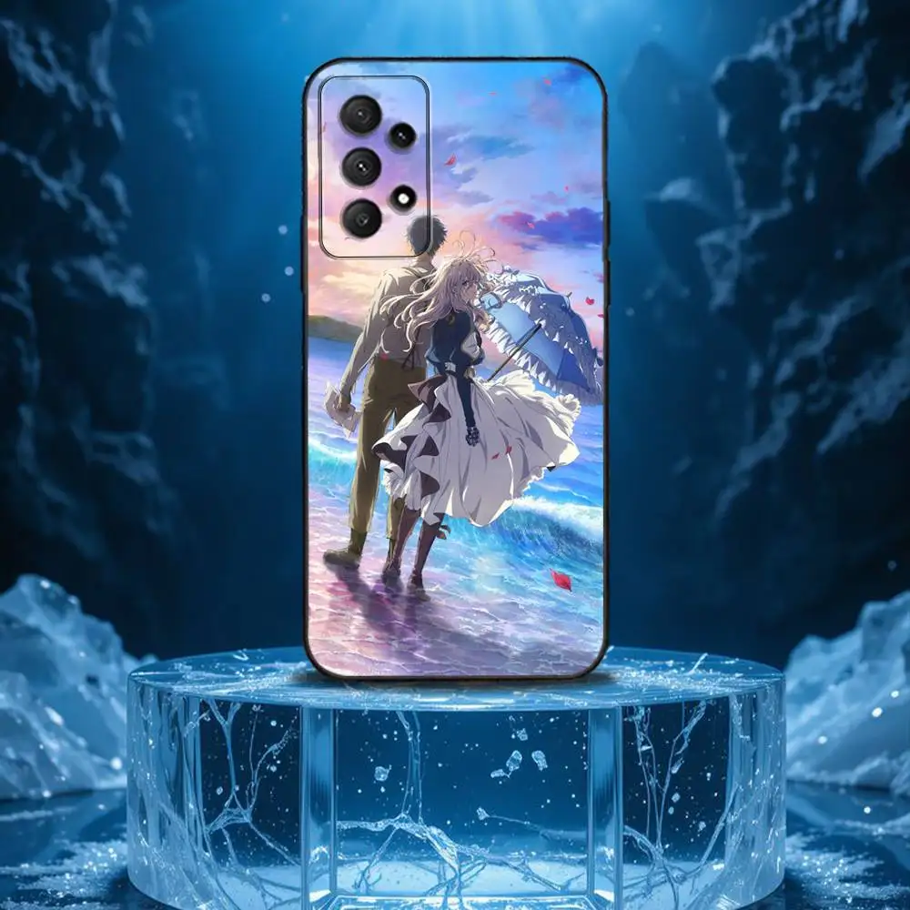 Funda de teléfono V-Violet E-Evergarden para Samsung Galaxy A13, A21s, A22, A31, A32, A52, A53, A71, A80, carcasa negra suave