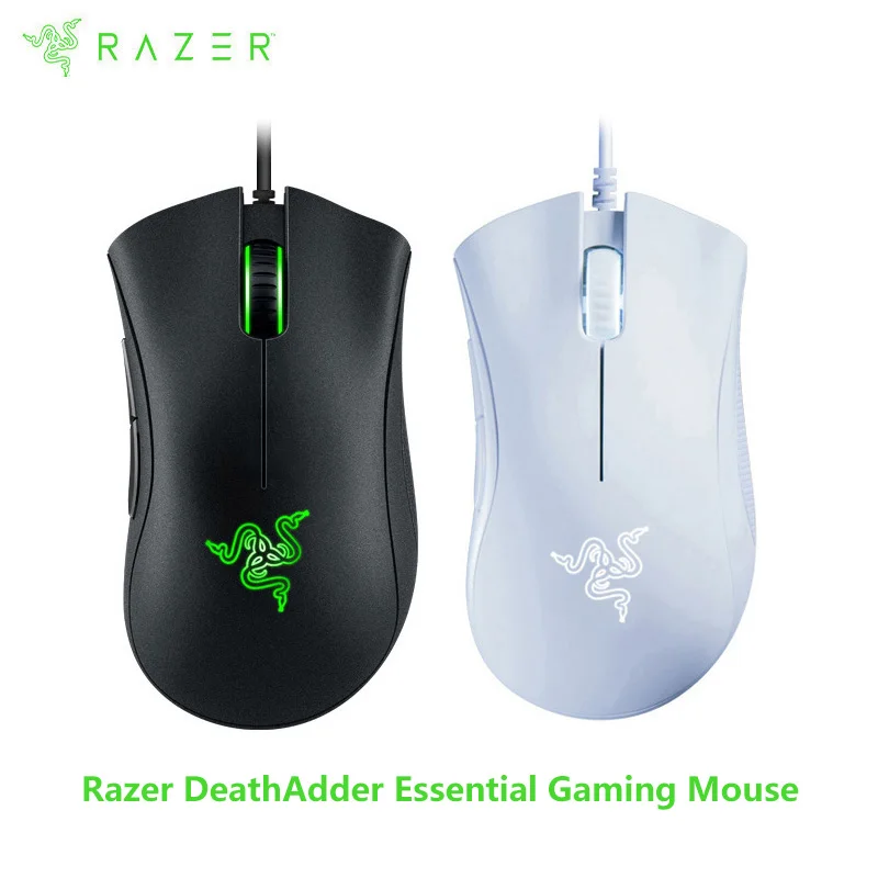 Razer Deathadder Essential Gaming Mouse Original Branco 6400dpi Sensor Óptico Botões Independentes para Laptop pc Gamer Preto