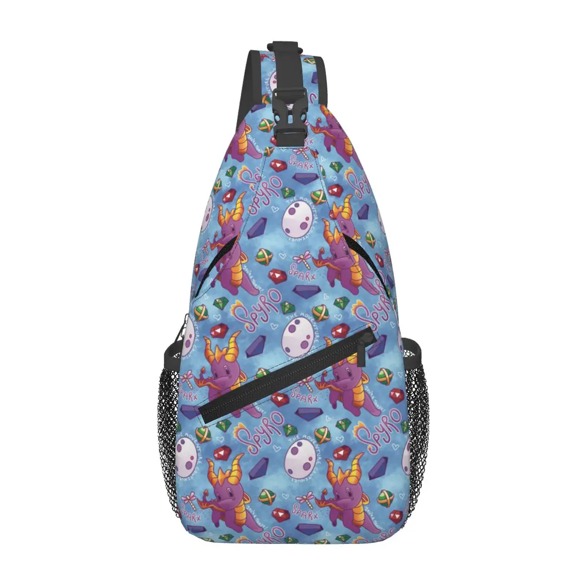 Spyro The Dragon Pattern Chest Bag Men Sling Crossbody Backpack Chest Bag Traveling Hiking Daypack Shoulder Bag