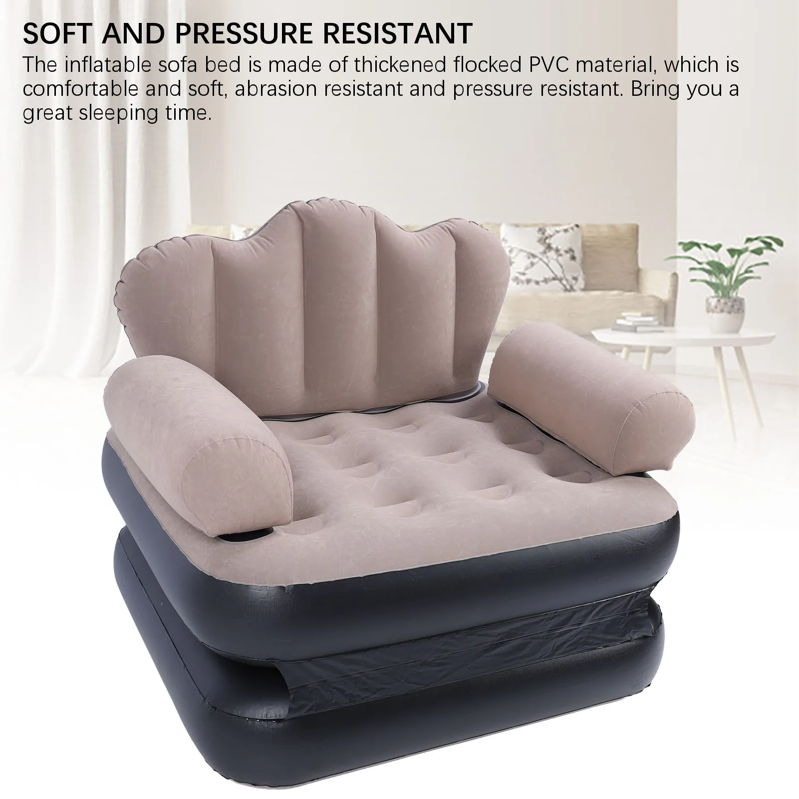تفجير الأريكة فراش القهوة أريكة سرير قابلة للنفخ يمكن ارتداؤها طوي المحمولة سميكة توافدوا بولي كلوريد الفينيل لينة للتخييم للسفر #5
