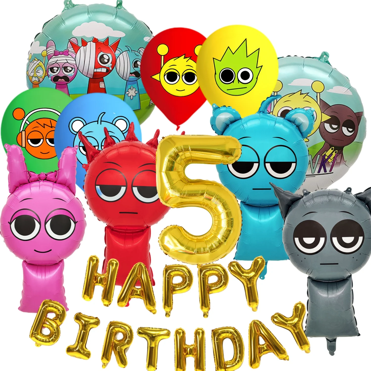 Sprunki Ballon-Set, Sprunki Geburtstagssachen, Unglaubliche Box, Party, Sprunki, Geburtstagsballons, Babyparty, sprunkige Geburtstagsparty-Geschenke