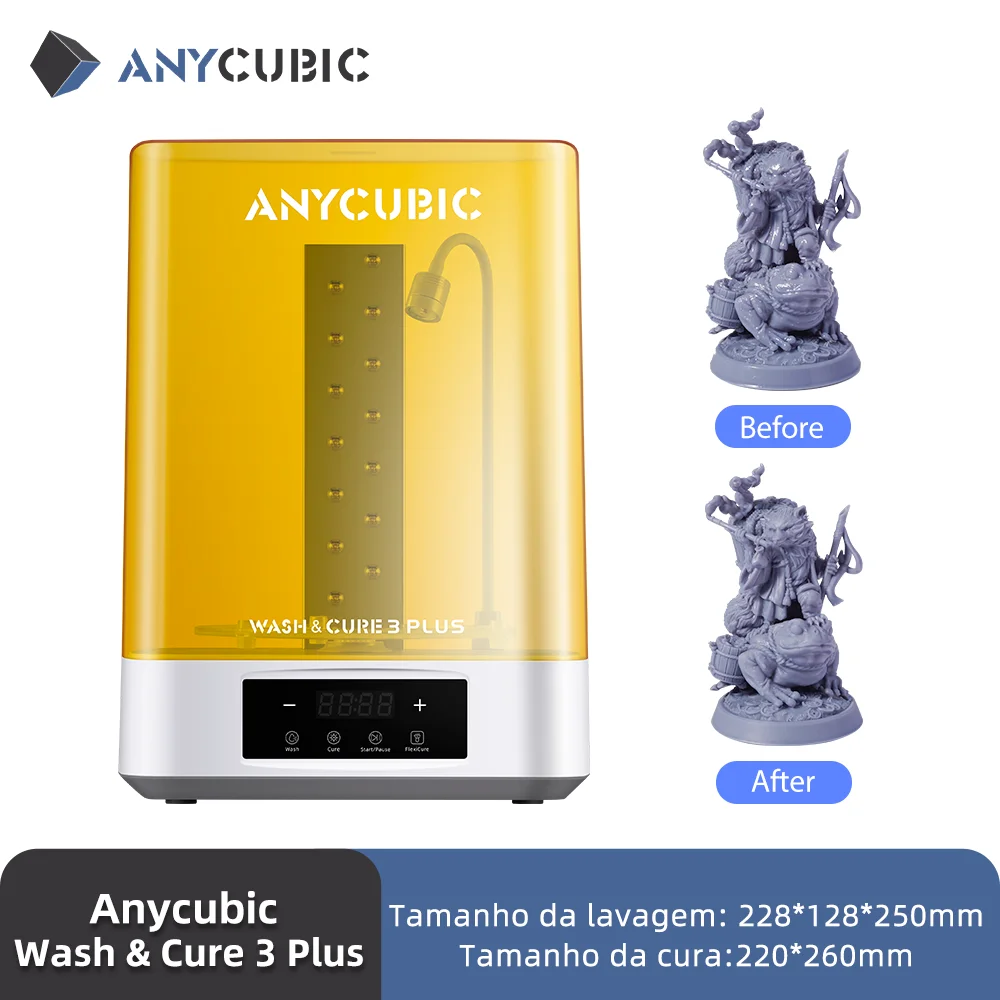 ANYCUBIC Wash & Cure 3 Plus Lavar Cura 2 em 1 Máquina Para Photon Mono M5s LCD Impressora 3D Modelos de Impressão 3D