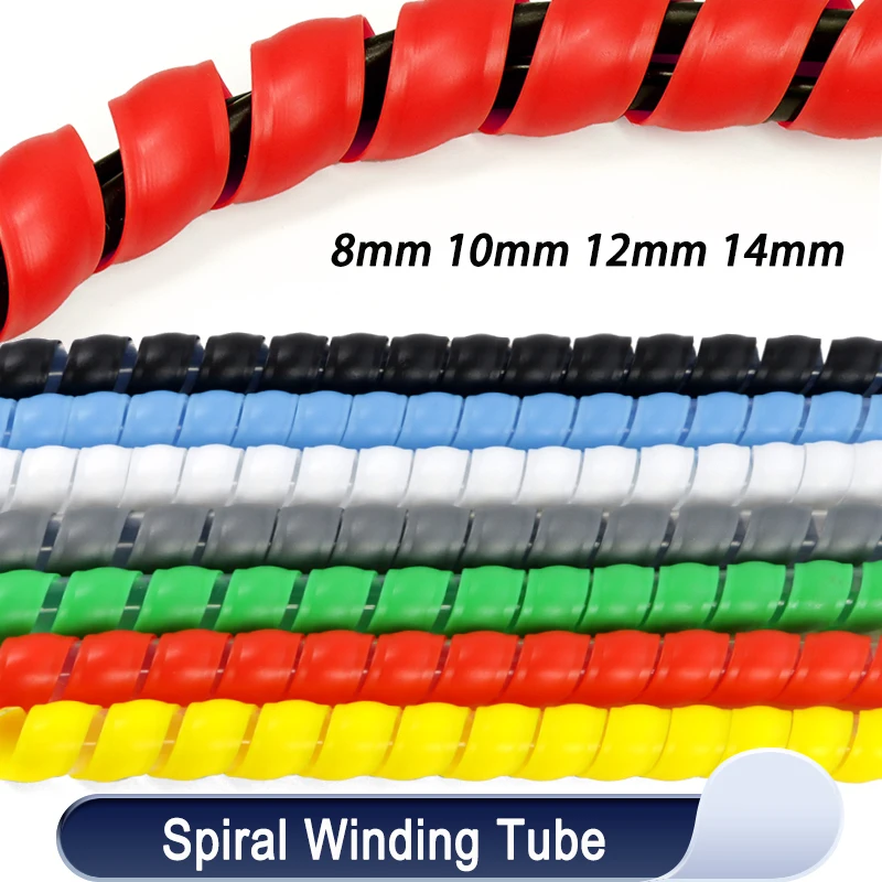 3/5/10m Spiral Winding Tube 8mm 10mm 12mm 14mm PP Plastic Flexible Cable Wrap Sleeve Cover Pipe Wire Protector Line Organizer