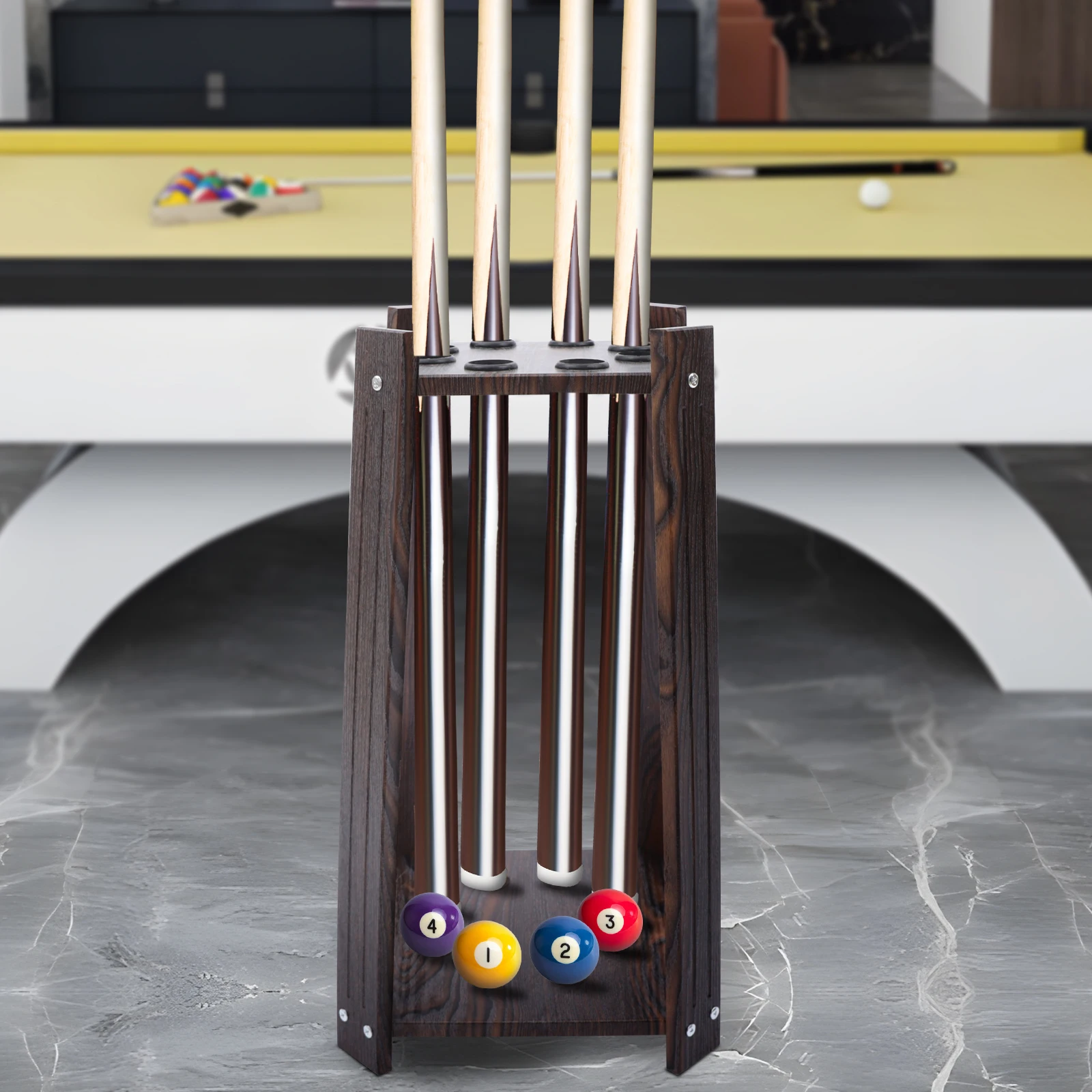 Multifunktionaler Pool-Stick-Ständer, 8-Loch-Billard-Queue-Rack, Holzhalter, Queue-Halter für Angelrute, Golfschläger