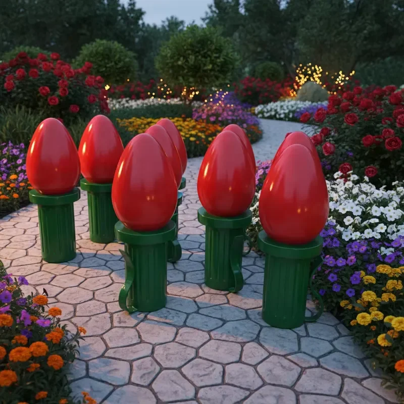 Giant 3ft Waterproof LED Christmas Bulbs Fiberglass Outdoor Holiday Decorations Large Shatterproof Light Up Ornaments for
