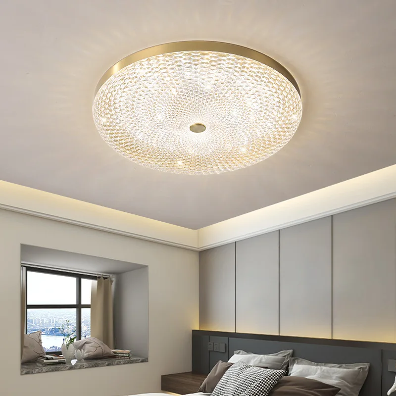 New Copper Acrylic Circular Ceiling Light Luxury and Modern for Living Room Bedroom Exquisite Home Decor Led Lights