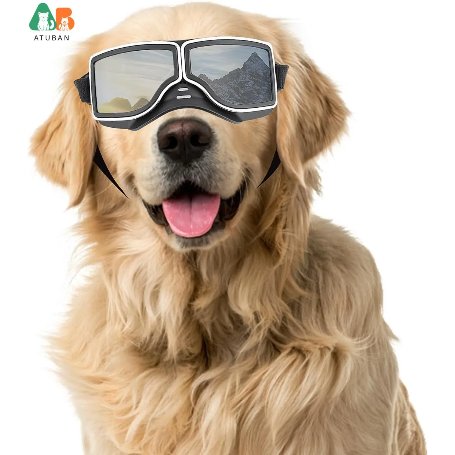 ATUBAN Dog Sunglasses Medium Large Breed Dog Goggles UV Protection Motorcycle Dog Eye Protective Windproof Anti-Dust Snowproof