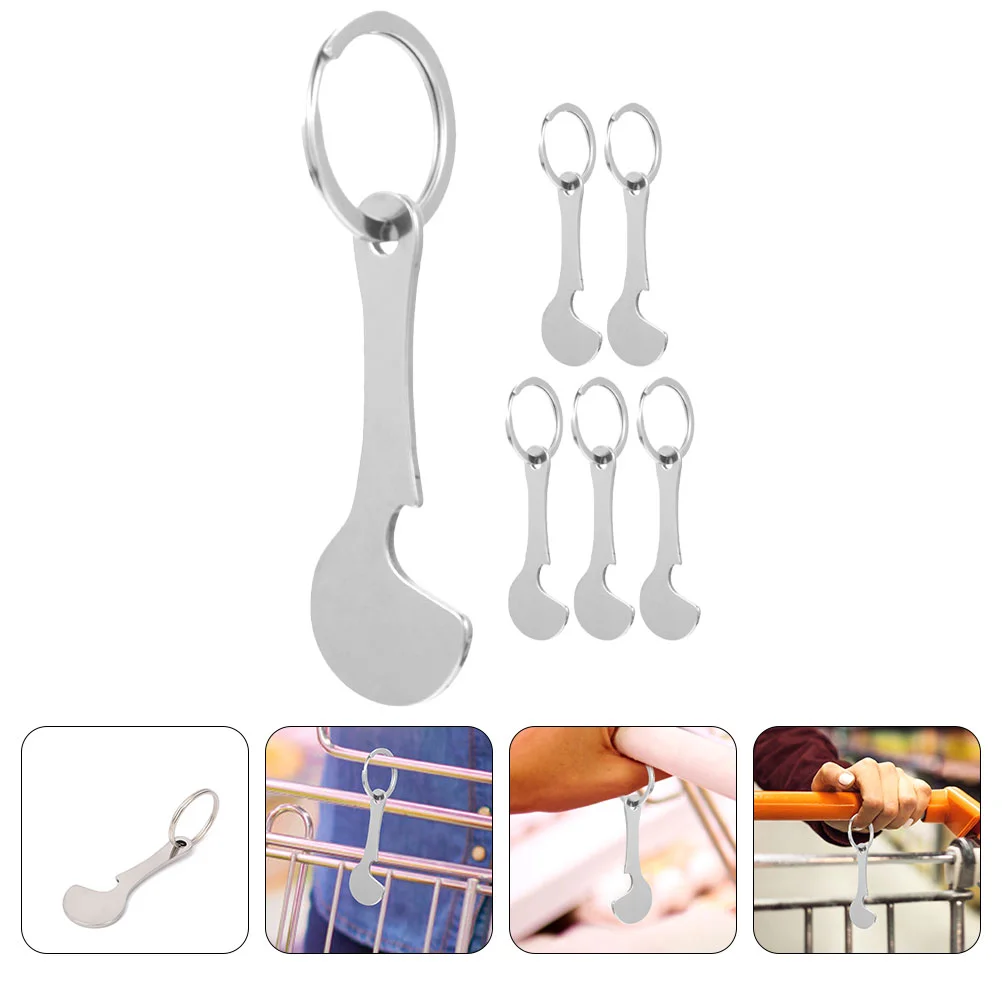 6 Pcs Shopping Cart Token Quarter Holder Keychain Portable Trolley Remover Hanging Keyring Supplies Rings