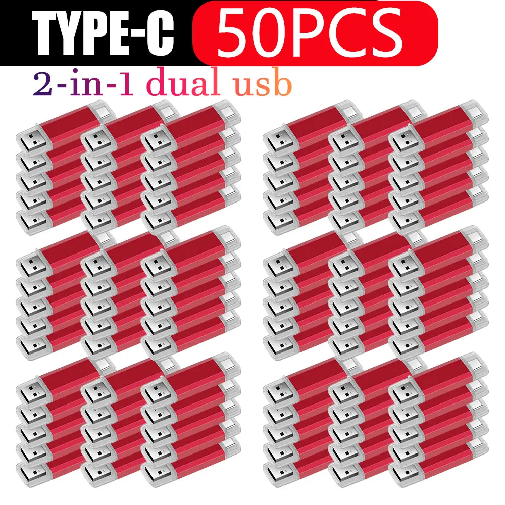 

50pcs Pen drive With Type-C 1GB 16GB 32GB 64GB Flash Usb2.0 Memory Stick Flash Pendrive 128GB 256G 512G cle U disk Pen gift