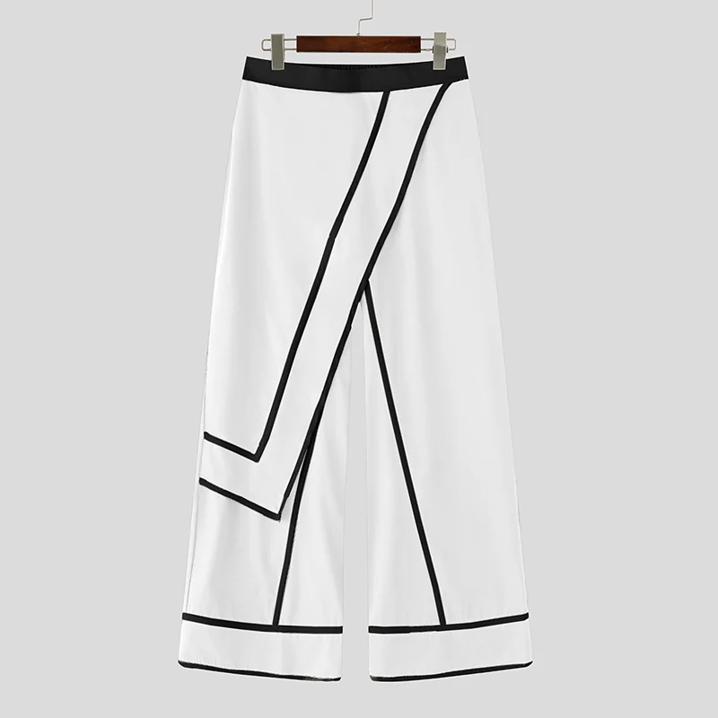 INCERUN Herren Unregelmäßige Hosen Patchwork Elastischer Bund Jogginghosen Weites Bein Streetwear Lose 2026 Mode Herren Lange Hosen – Detail 10