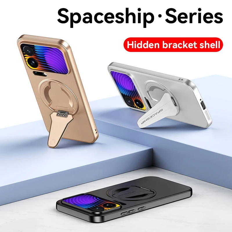 肌触りの良いインビジブルブラケット磁気ケース Xiaomi 17 Pro Max Mi 17 Pro Mi 17 メタリック塗装 ワイヤレス充電対応ケース フンダ