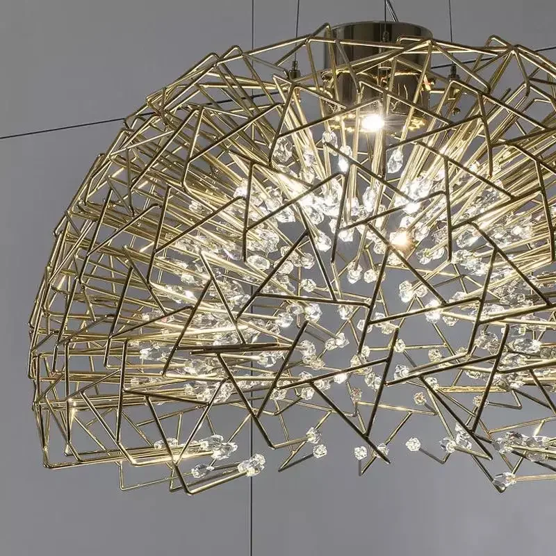 

Modern Spherical Dome Suspension Chandelier Luxury Art Creative Chrome Chandelier Dandelion Led Indoor Light