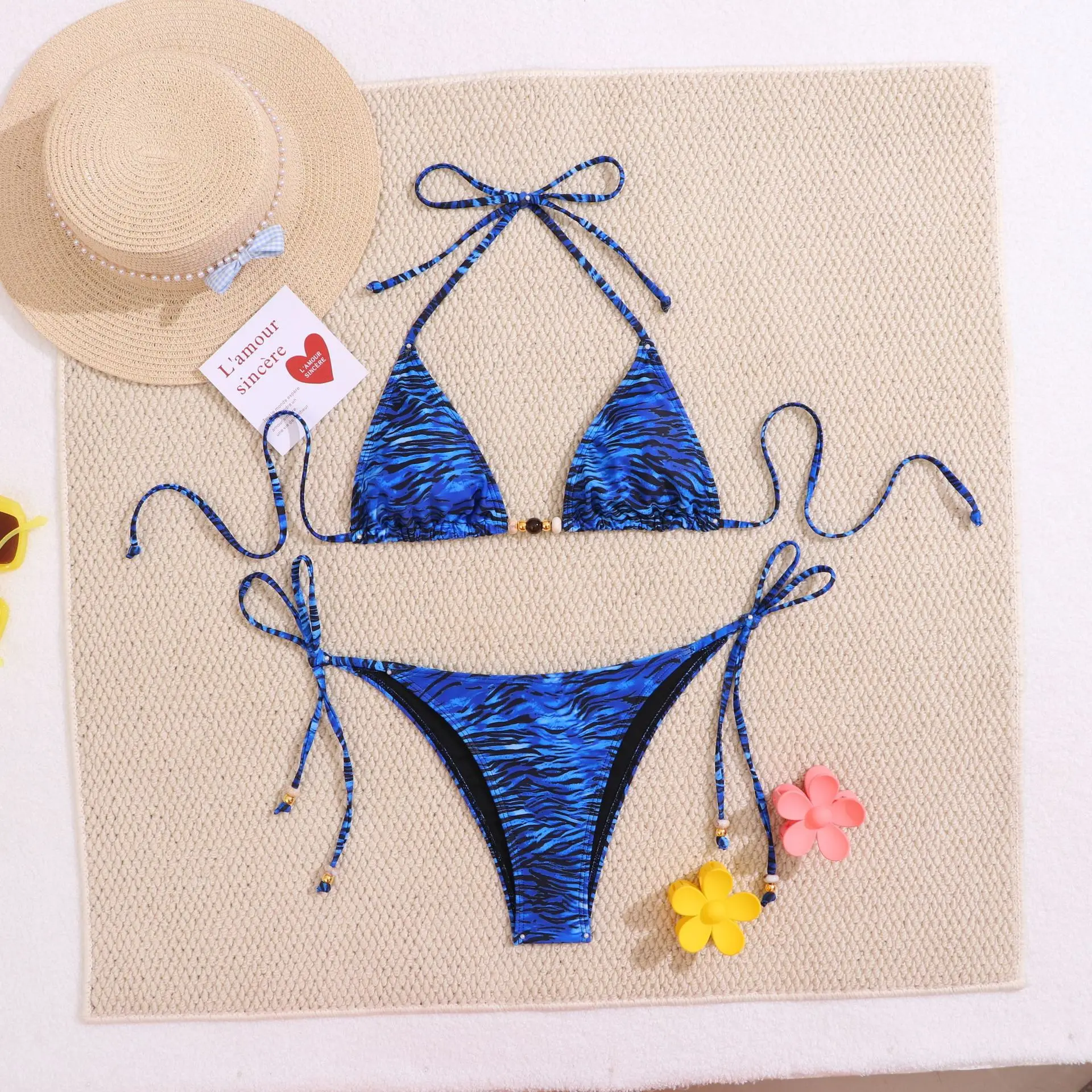 Seksowny strój kąpielowy bikini w panterkę, damski kostium kąpielowy, dwuczęściowy strój plażowy, tankini.