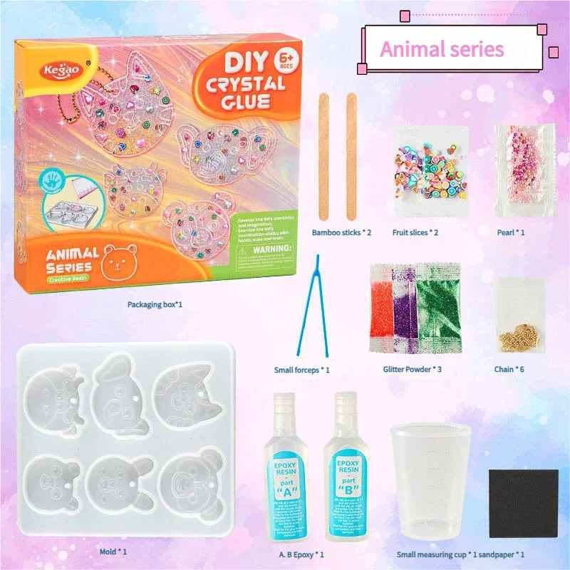 Kit de Arte con Pegamento de Cristal para Niños, Set de Manualidades para Hacer Llaveros, Kit Creativo para Hacer Joyería Hecha a Mano, Juguetes para Niñas, Regalos de Cumpleaños