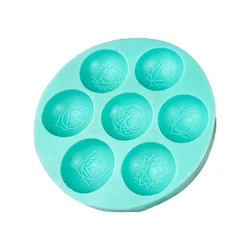 E0BF Epoxy Resin Mold Seven Chakras Round Silicone Mould DIY Crafts Tools